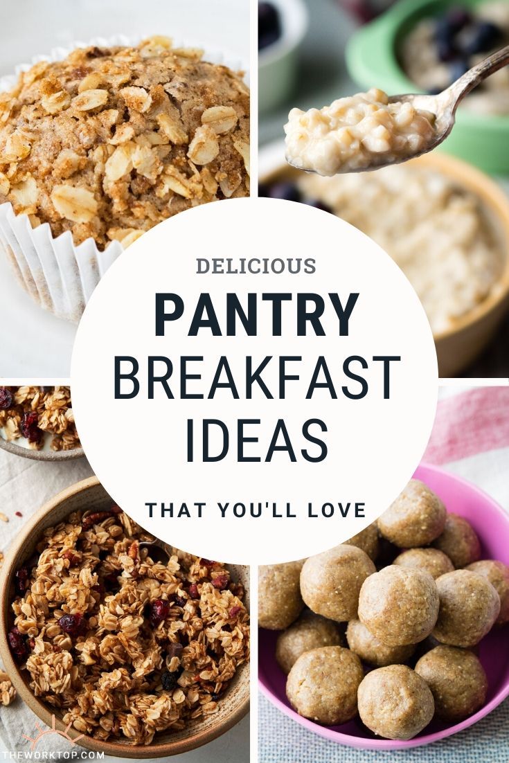 four pictures with the words delicious pantry breakfast ideas that you'll love