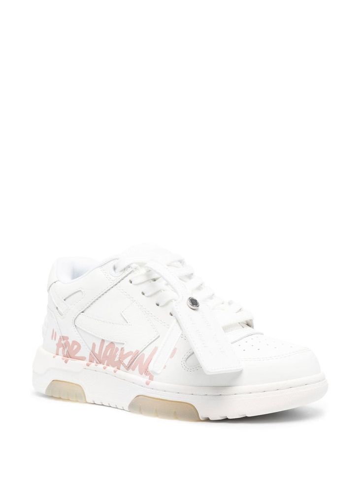 Off-White Out Of Office "For Walking" low-top Sneakers - Farfetch White Shoes Outfit, Off White Out Of Office, Office Sneakers, Off White Sneakers, Pretty Shoes Sneakers, Round Toe Sneakers, Shoe Wishlist, Off White Shoes, Sneakers Pink