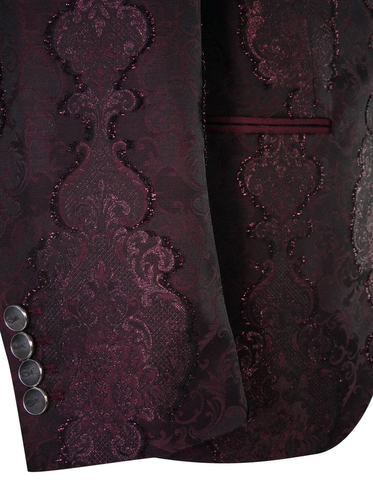 Sebastian Cruz Couture Exclusive Italian Fabric Vino Damask Embroidery Limited Edition SCC Signature Satin Shawl Single Button Closure Soft, natural shoulder construction Chest Barchetta Pocket Dual Vents Nero Horn With Silver Tone Signature Buttons Signature Logo Lining All of our jackets are made with 4" extra of fabric to ensure you don't have to send it back to us if it's too small or too big. You can tailor your jacket 2 sizes bigger and/or smaller if needed. We guarantee your satisfaction! Satin Shawl, Dinner Jacket, Vegas Baby, Logo Line, Soft Natural, Italian Fabric, Signature Logo, Versailles, Damask