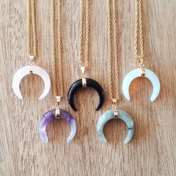 Natural Stone Necklace, Crescent Moon Necklace, Tusk Necklace, Upside Down Moon, Yoga Jewellery, Double Horn Necklace, Half Moon Necklace Moon Yoga, Tusk Necklace, Double Horn Necklace, Opalite Necklace, Half Moon Necklace, Star And Moon Necklace, Stone Necklaces, Natural Stone Necklace, Necklace Amethyst