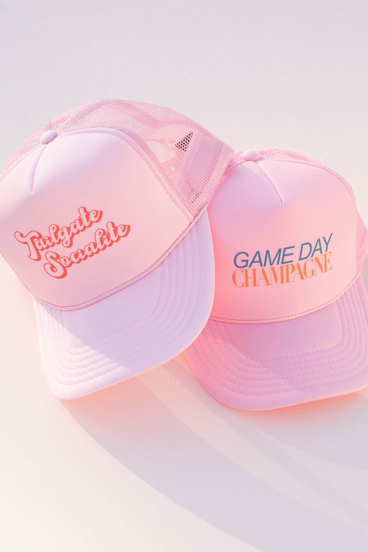 Print on Otto hat. Please allow 1-3 days to process your order. We ship from Southern California. Short Sayings, Pink Trucker Hat, Door Mat Diy, Game Day Football, Pink Skies, Christmas Tote Bags, Garden Grove, Christmas Tote, Zach Bryan