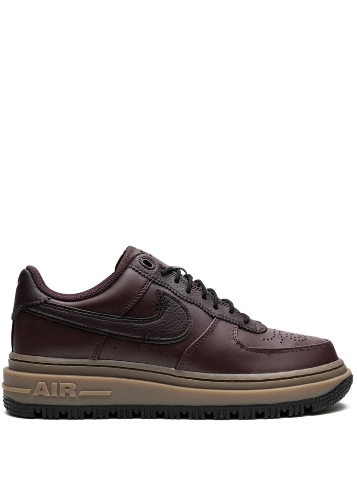 brown leather panelled design perforated detailing round toe front lace-up fastening logo-debossed tongue branded heel counter flat rubber sole These styles are supplied by a premium sneaker marketplace. Stocking only the most sought-after footwear, they source and curate some of the most hard to find sneakers from around the world. Nice Clothing, Sneakers Brown, Nike Air Force 1 Low, Brown Sneakers, Ballet Pumps, Boot Pumps, Air Force 1 Low, Designer Boots, Pump Sandals