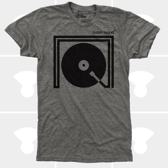 Listen Round Men TShirt | Turntable Record DJ Music Tee | Music Gift | Gift for Men | Gift for Boyfr Black Relaxed Fit Music-themed T-shirt, Fitted Black Music-themed Top, Urban Screen Print Tops For Music Festivals, Unisex T-shirt For Concerts, Pre-shrunk Crew Neck Shirt For Music Festivals, Band Merch Screen Print Shirt For Music Festivals, Band Merch Shirt With Screen Print For Music Festivals, Band Merch Shirt For Music Festivals, Black Fitted Music-themed T-shirt