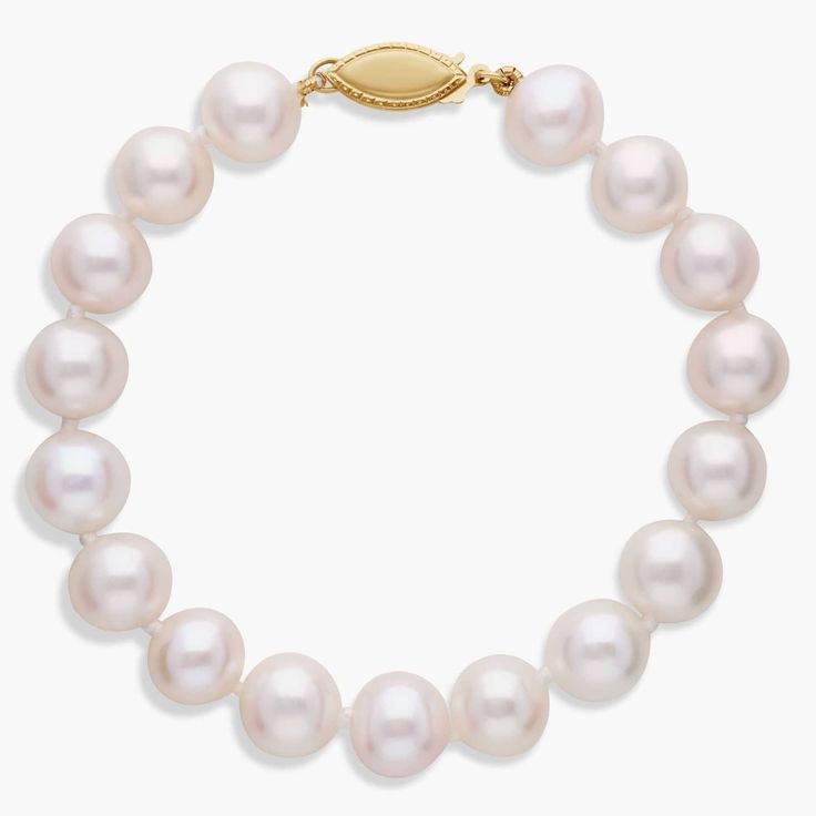 Complement her classic pearl strand with this 6.5" freshwater cultured pearl bracelet, enhanced with a secure 14k yellow gold safety clasp. Cultured Pearl Bracelet, Yellow Pearl, Pearl Strand, Pearl Strands, Blue Nile, The Pearl, Pearl Bracelet, Fresh Water, Jewelry Bracelets