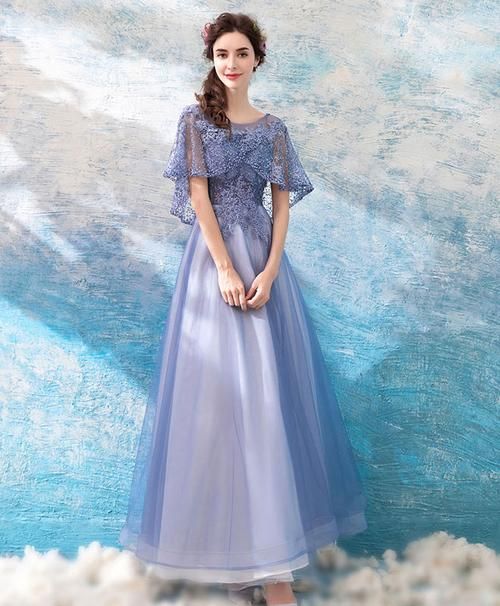 Gaun Tulle, Prom Dress Purple, Gaun Koktail, Tea Length Prom Dress, Lace Long Prom Dress, Lavender Prom Dresses, Beaded Cape, Purple Evening Dress, Tulle Evening Dress