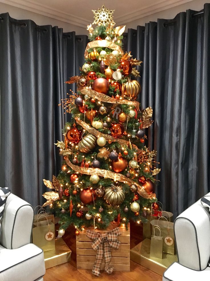 a decorated christmas tree in a living room