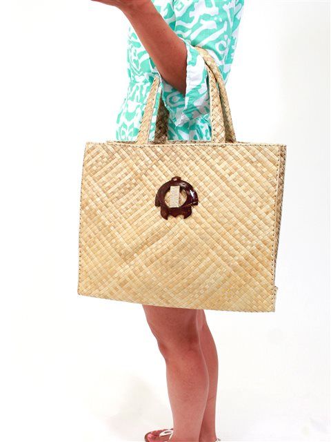 Honu Lauhala Bag Large Chic Box Bag, Chic Large Box Bag, Natural Satchel Box Bag For Shopping, Large Natural Color Shoulder Bag For Shopping, Natural Tote Bag With Top Carry Handle, Natural Color Tote Bag With Top Carry Handle, Large Bags With Detachable Handle For Daily Use, Natural Shoulder Box Bag For Travel, Natural Rectangular Beach Bag With Detachable Handle