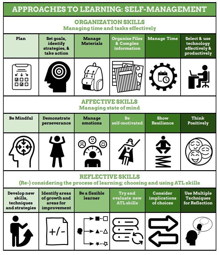 an info sheet describing how to use the self - management tool for teaching and learning