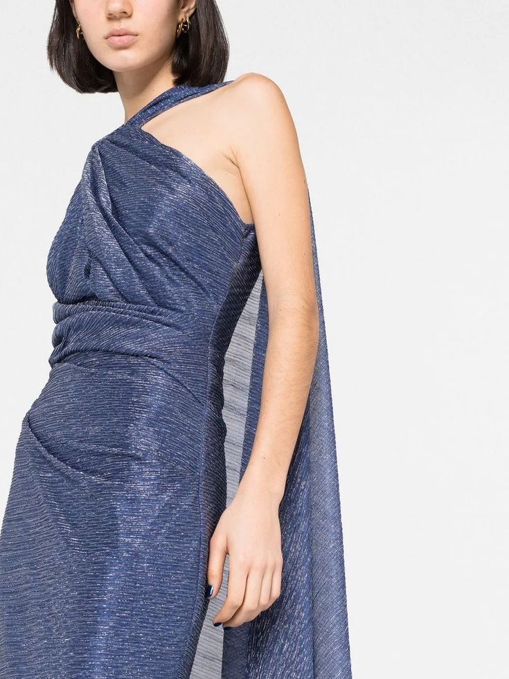 Talbot Runhof draped-detail Gown - Farfetch Gown Blue, Talbot Runhof, Asymmetric Neckline, Floor Length, Cape, Fashion Branding, Special Occasion, Top Brands, Chiffon