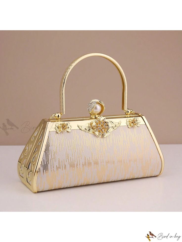 Bird in Bag - Exquisite Rhinestone-studded Golden Evening Bag: A Luxurious Pearl Metal Clutch for Elegant Ladies – Perfect for Proms, Dinners, Weddings, and Special Occasions Embellished Rectangular Clutch For Banquets, Embellished Rectangular Clutch For Banquet, Glamorous Gold Clutch For Banquet, Embellished Clutch For Banquet, Rhinestone Embellished Bags For Banquet, Rhinestone Bags For Banquet, Glamorous Gold Evening Bag For Banquet, Elegant Embellished Bags For Banquets, Elegant Embellished Bags For Banquet