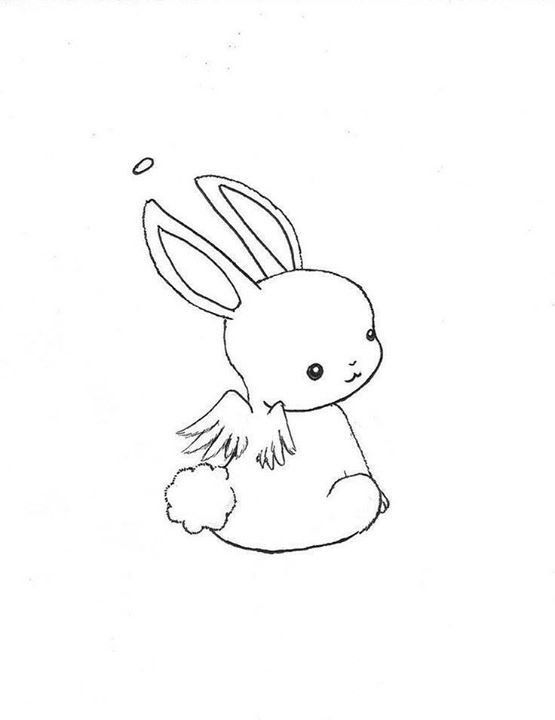 a black and white drawing of a rabbit