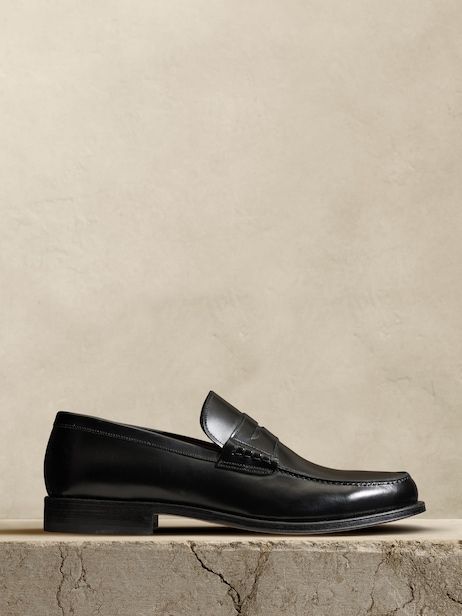 Men's Shoes - Shop All | Banana Republic Elegant Tassel Loafers With Moc Toe For Office, Elegant Office Tassel Loafers With Moc Toe, Timeless Formal Moccasins With Brogue Detailing, Timeless Tassel Loafers With Leather Lining For Semi-formal Occasions, Timeless Semi-formal Tassel Loafers With Leather Lining, Masculine Formal Loafers With Leather Sole, Timeless Goodyear Welted Moccasins For Office, Timeless Formal Moccasins With Rubber Sole, Elegant Business Casual Tassel Loafers With Rubber Sole