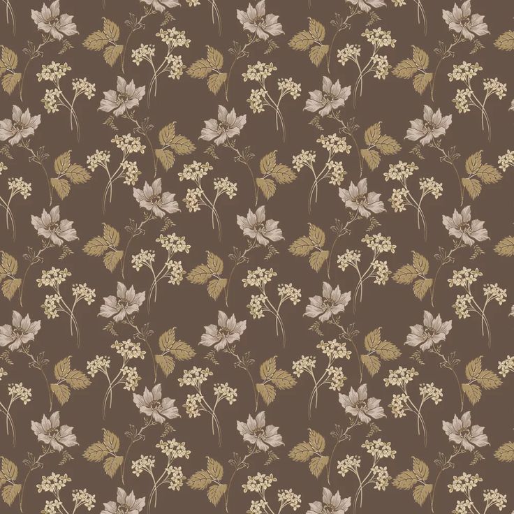 a brown background with leaves and flowers