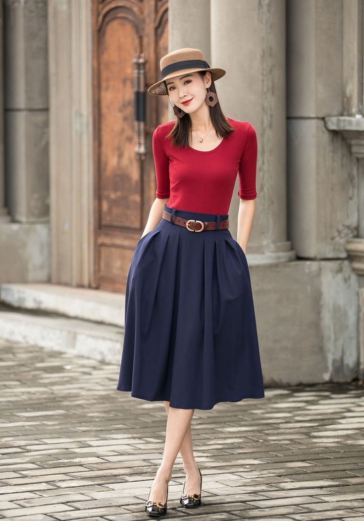 "DETAIL * 50% linen, 50% cotton * No lining * Belt loops * Seam pockets * Right zipper closure * A Line skirt * Wash by hand or machine with cold water * Only three color now * Belt is not sale items * More colors https://etsy.me/3ll4se1 * The model is 170cm (5′7″) tall with a 80cm (31.5\") bust, 66cm (26\") waist. She is wearing the Khaki skirt in size XS with custom length 27\". * Choose CUSTOM Order if you Can't find your size in our size Chart Chang the Length Your Height is not Between 5'1\ Flowy A-line Pleated Skirt With Pockets, Relaxed A-line Pleated Skirt With Pockets, Casual A-line Pleated Skirt For Work, Casual Knee-length Pleated Skirt In Solid Color, Red Flared Pleated Skirt For Work, Knee-length Pleated Skirt With Pockets For Work, Solid Color Knee-length Skirt With Pleated Waist, Casual A-line Pleated Skirt With Pockets, Knee-length Cotton Skirt With Pleated Waist