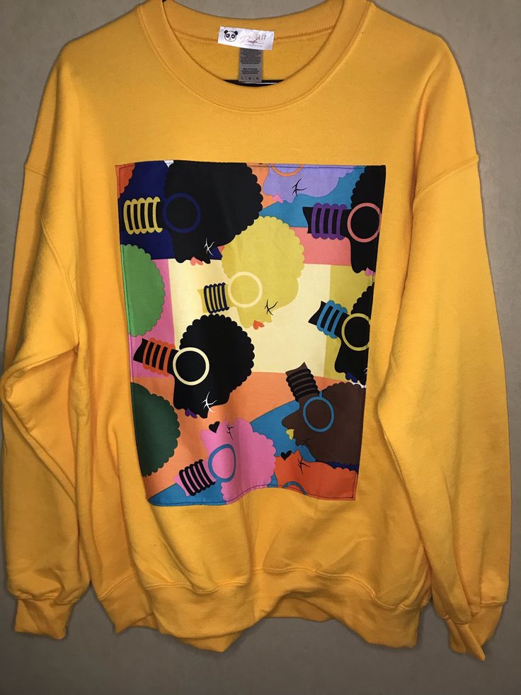 Material: 60/40 polyester/cotton Long Sleeve Multi-color print fabric Gold Yellow Crew Neck Unisex Graphic Sweatshirt Outfit, Business Prayer, Oversized Street Style, Custom Fabric Printing, Hot Pink Sweatshirt, Outfit Upgrade, Chill Fits, Effortlessly Chic Outfits, Yellow Sweatshirt