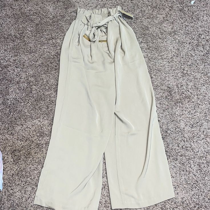 These Have A Stretchy Back And A Button And Clasp Front, With An Attached Beltbrand New! Smoke Free Home! Khaki Wide Leg Bottoms With Buttons, Khaki Bottoms With Belt Loops For Day Out, Khaki Trousers For Day Out, Chic Buttoned Pants For Day Out, Khaki Pants With Button Closure For Spring, High-waisted Khaki Pants For Day Out, Spring Khaki Wide Leg Pants With Belt Loops, Khaki Paperbag Waist Bottoms For Day Out, Chic Khaki Bottoms With Button Closure