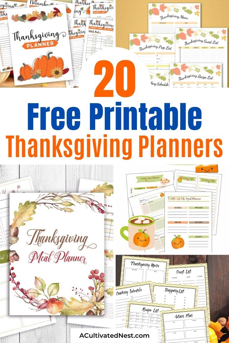 thanksgiving printables with the words 20 free printable thanksgiving planner