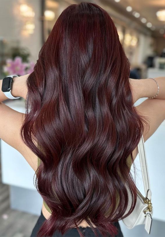 Brunette Hair For Olive Skin, Dark Red Brunette Hair, Cherry Cola Brown Hair, Cherry Cola Hair Color Brunettes, Dark Cherry Brown Hair, Cherry Brunette Hair, Cherry Chocolate Hair, Chocolate Cherry Brown Hair, Light Brown Ombre Hair