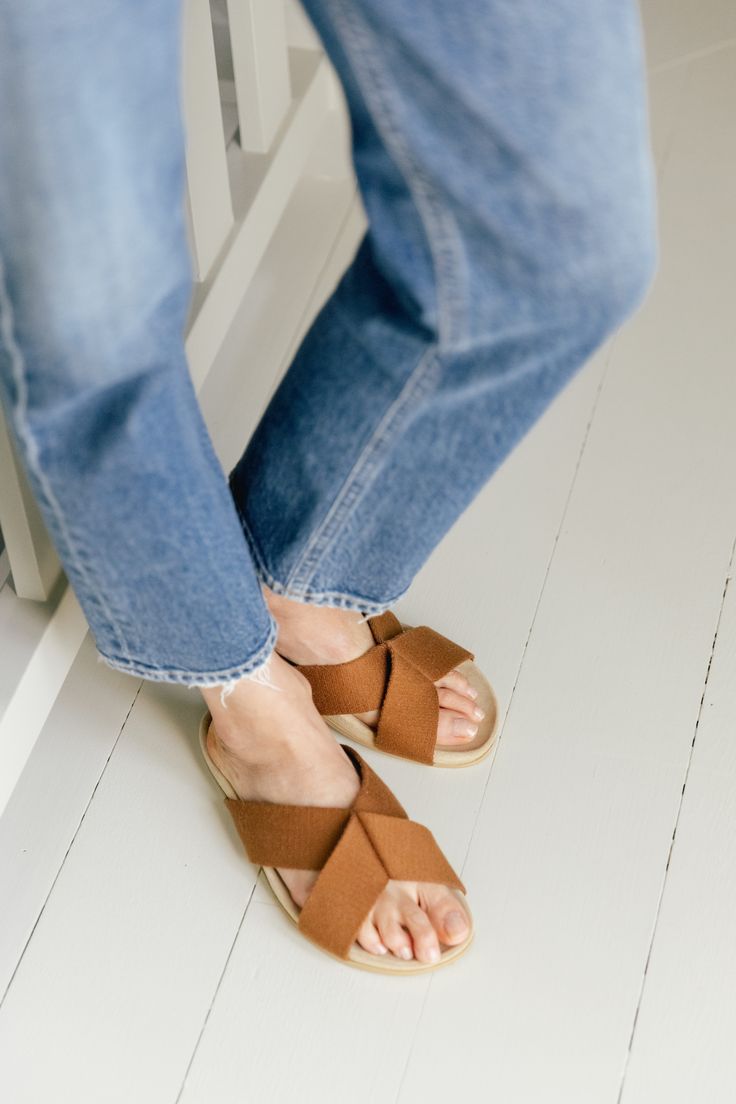 Cotton Crossover Sandal Walnut Cocoon Cardigan, Wardrobe Needs, Jenni Kayne, Casual Weekend, Summer Staples, Brown Sandals, Italian Fabric, Beach Days, Luxury Shoes