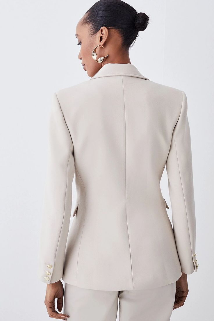 Compact Essential Tailored Double Breasted Blazer | Karen Millen Oversized Aesthetic, Aesthetic Style, Classic Blazer, Breasted Blazer, Tailored Pants, Double Breasted Blazer, Karen Millen, Tailored Trousers, Sleeve Detail