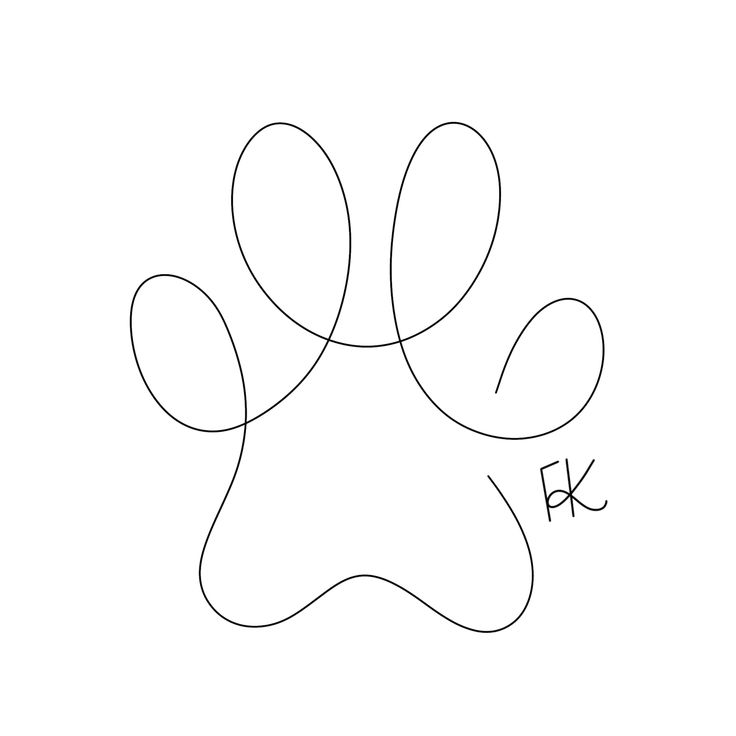 an animal paw with the letter k on it