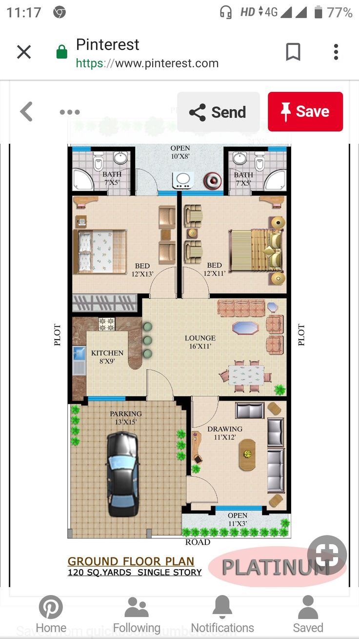 the floor plan for a house with three bedroom and an attached garage area, which is also