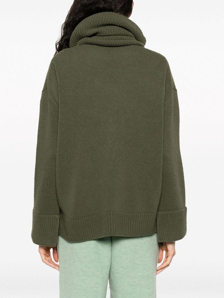 Moncler high-neck Wool Jumper - Farfetch Fall Polo Sweater With Ribbed Cuffs And Funnel Neck, Green Cashmere Sweater With Ribbed Cuffs, Merino Wool Turtleneck Sweater With Ribbed Cuffs, Fall Merino Wool Turtleneck With Ribbed Cuffs, Green Wool Outerwear With Ribbed Cuffs, Cashmere High Neck Turtleneck, Cozy Turtleneck Polo Sweater With Ribbed Cuffs, Green Cashmere Winter Sweater, Green Wool Sweater With Ribbed Collar