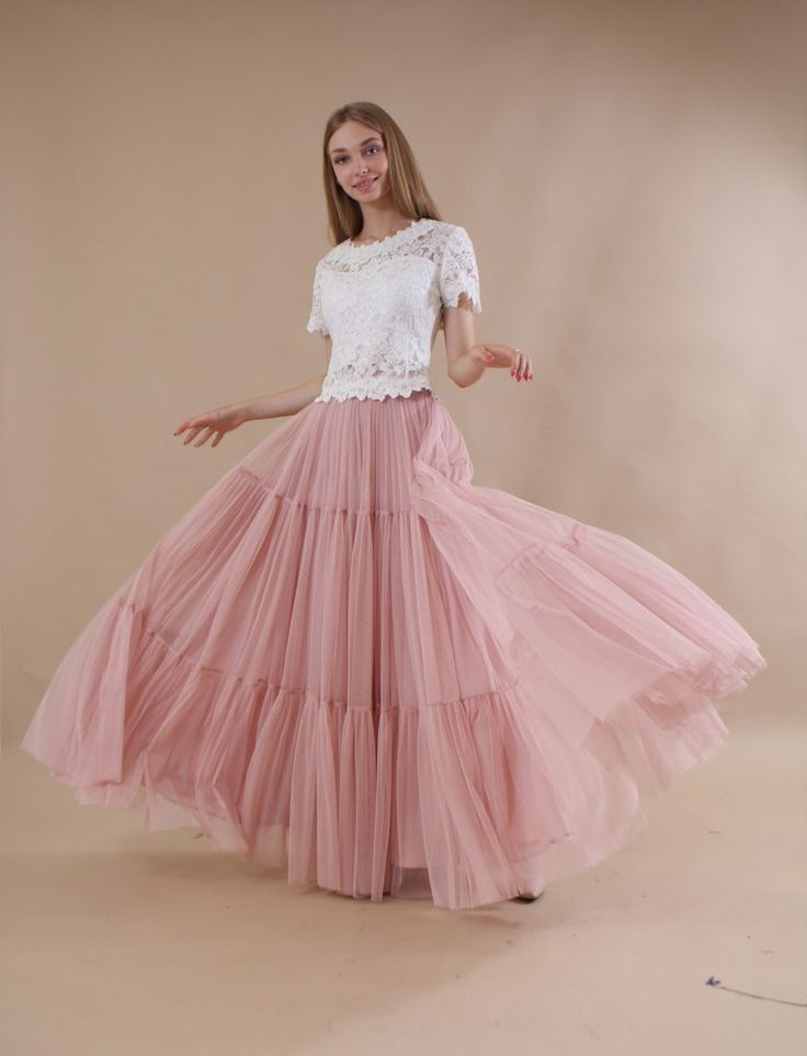 Ruffled Tulle Skirt / Tiered Skirt / Bridesmaid Bustle Tulle | Etsy Feminine Fitted Tulle Skirt, Fitted Tulle Tiered Skirt, Feminine Ruffled Bottoms For Wedding, Long Tulle Skirt With Ruffles, Fitted Pink Tulle Maxi Skirt, Pink Fitted Tulle Maxi Skirt, Prom Tulle Long Skirt Bottoms, Feminine Pleated Tulle Skirt, Tulle Maxi Skirt With Ruffles