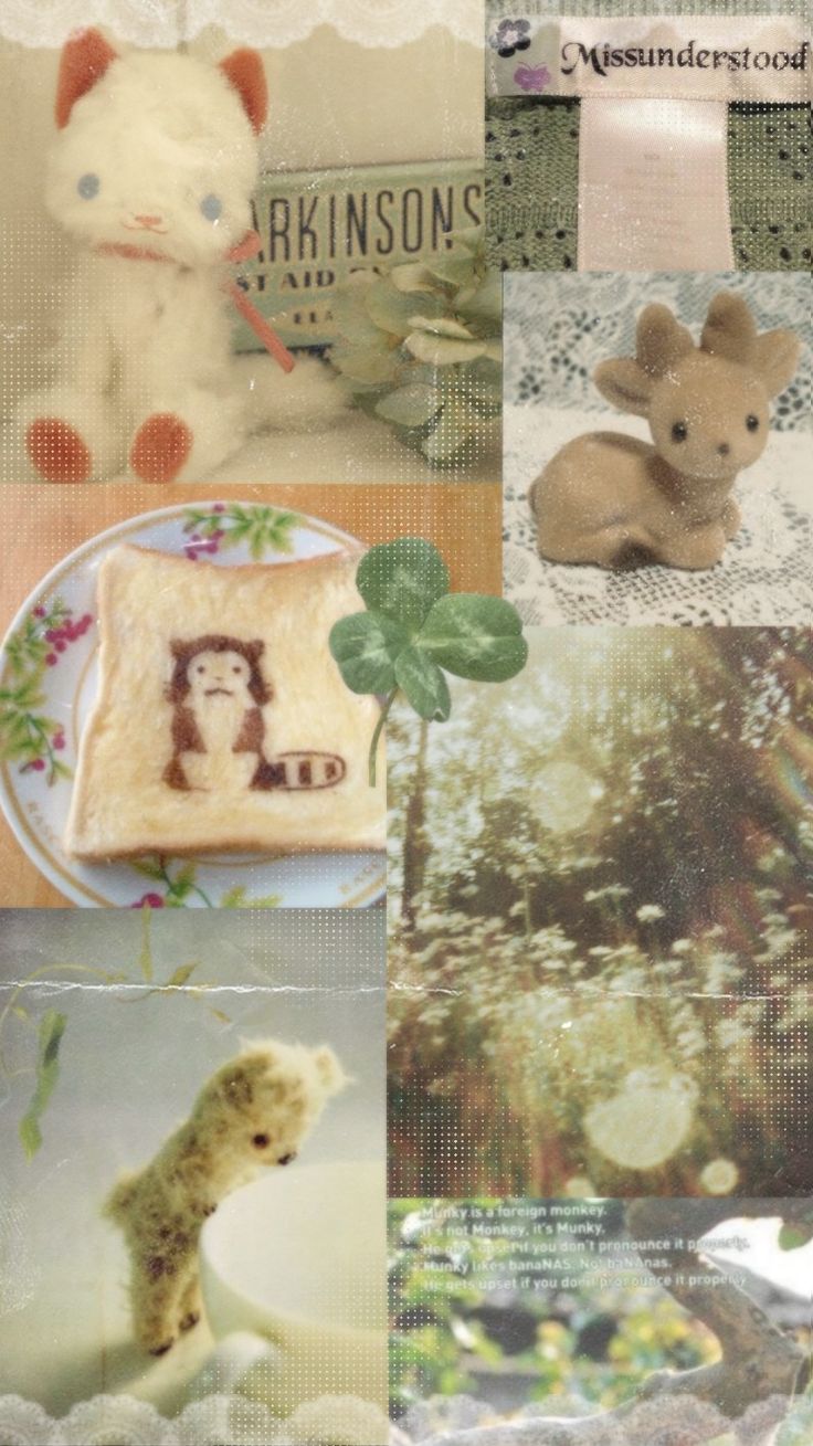 a collage of pictures with teddy bears and other things on them, including a cake