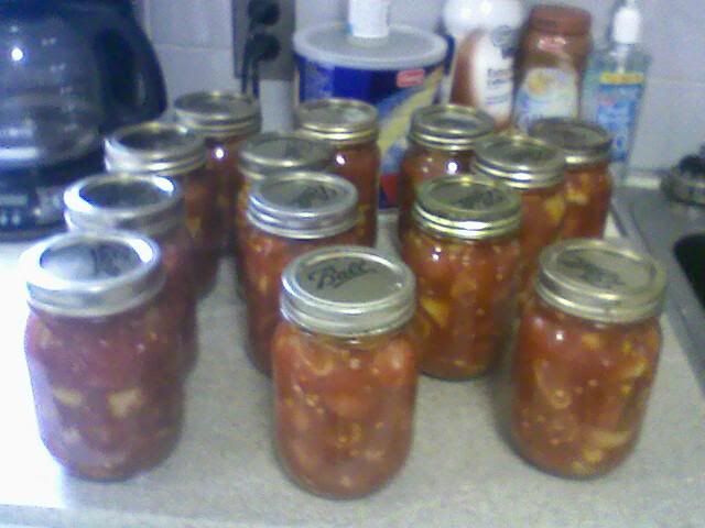 several jars filled with pickles sitting on top of a counter