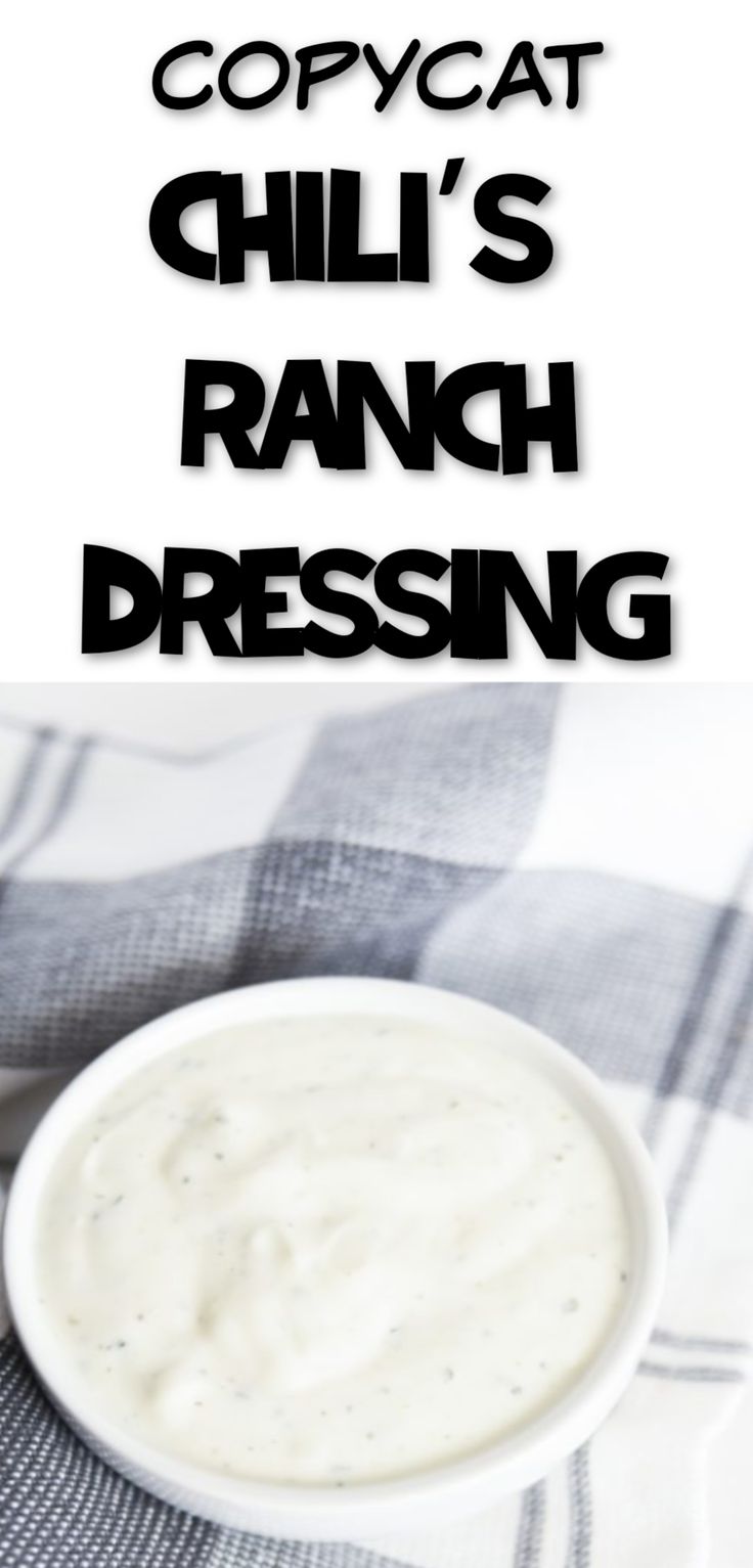 copycat chili's ranch dressing in a white bowl on a checkered tablecloth