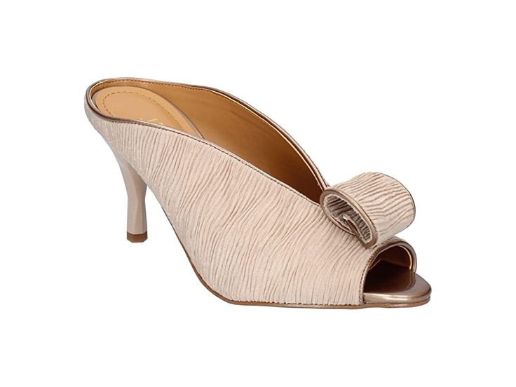 J. Renee Kavalya - High Heels : Beige : Flaunt your eclectic style in an elegant way by wearing the J. Renee Kavalya sandals. Satin upper with V-cut throat, folded accent on the toe, and textured detailing throughout. Polyurethane lining with a memory foam footbed and latex insole for cushioned comfort. Peep toe silhouette. High stiletto heel. Easy slip-on style. Durable synthetic rubber outsole. Imported. Measurements: Heel Height: 3, Weight: 8 oz. Chic Sandals With Almond Toe For Gala, Chic Almond Toe Sandals For Galas, Chic Almond Toe Sandals For Gala, Gala Sandals With Padded Heel And Almond Toe, Almond Toe Sandals With Heel Strap For Galas, Party Slip-on Sandals With Sculpted Heel, Party Sandals With Sculpted Heel And Slip-on Style, Party Sandals With Sculpted Heel And Slip-on Design, Feminine Beige Synthetic Sandals