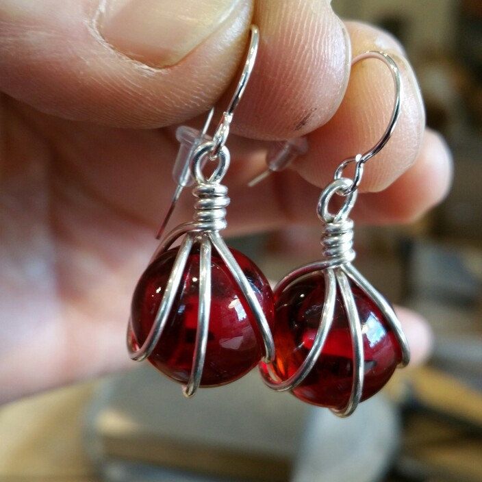 Sending out these Ruby Red Marble Earrings Red Wire Wrapped Drop Earrings, Nickel-free Red Drop Earrings Jewelry, Red Sterling Silver Round Earrings, Nickel Free Red Jewelry Gift, Nickel Free Red Jewelry As Gift, Nickel-free Red Jewelry For Gifts, Nickel-free Red Jewelry Gift, Red Sterling Silver Drop Earrings, Red Hand Wrapped Jewelry Gift