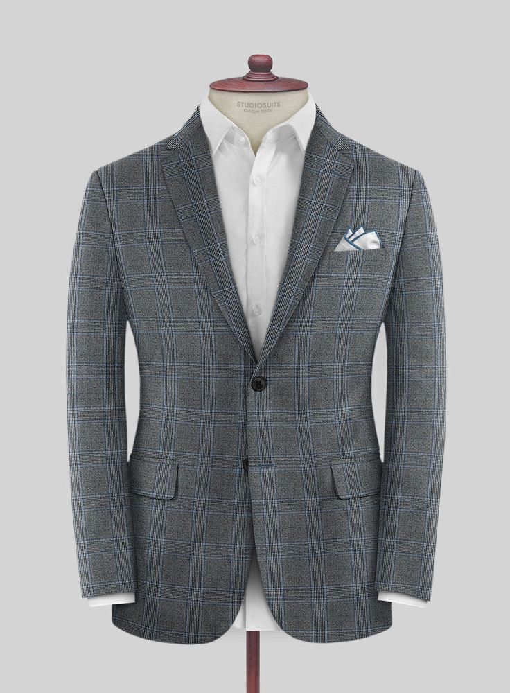 Establish commitment toward fineness by donning our Caccioppoli Fina Gray Wool Jacket. In addition, our jacket is crafted from pure wool fabric that brings delicate, comfy, yet silk-stocked textures and presents a luxe finish that carries a pleasant warmth with a checks pattern over a gray shade. Furthermore, nodding to the nobility with impeccable tailoring galvanizes a sleek couture that retains the bold spirit worthy of compliments while turning up at glamorous yet formal venues. 
 
 
 Look I Grey Wool Suit, Checks Pattern, Flannel Suit, Designer Suits For Men, Grey Flannel, Flannel Jacket, Suits And Jackets, Men's Wear, Wool Suit