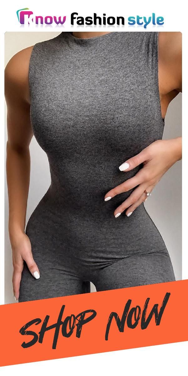 Grey Fashion Sexy Tight Sleeveless Jumpsuit White Bodycon, Friends Fashion, Jumpsuit Fashion, Sleeveless Jumpsuits, Fashion Pattern, Grey Fashion, Hip Length, Peplum Dress