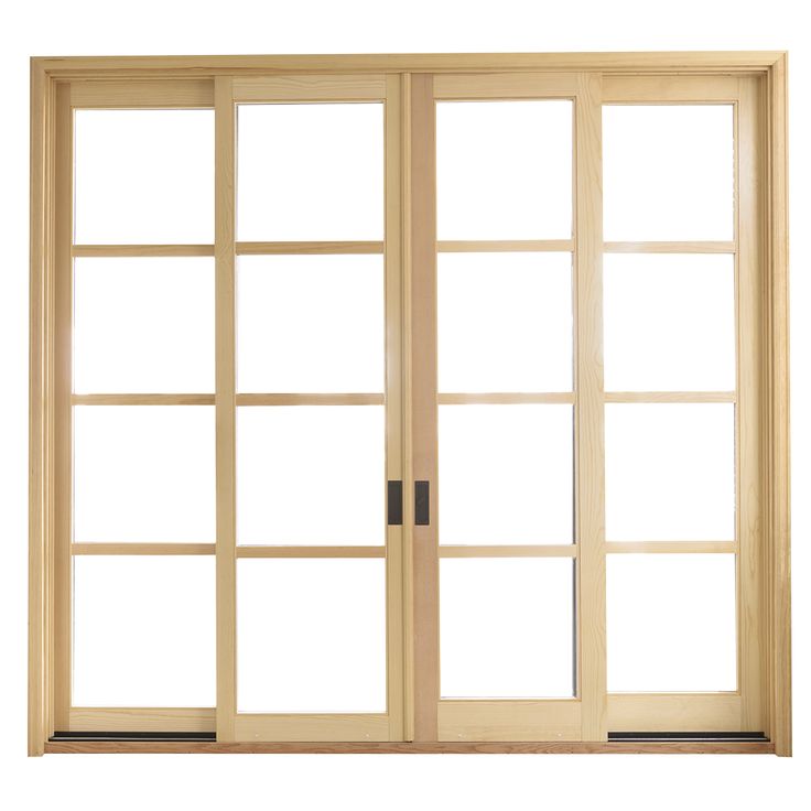 an open sliding glass door on a white background