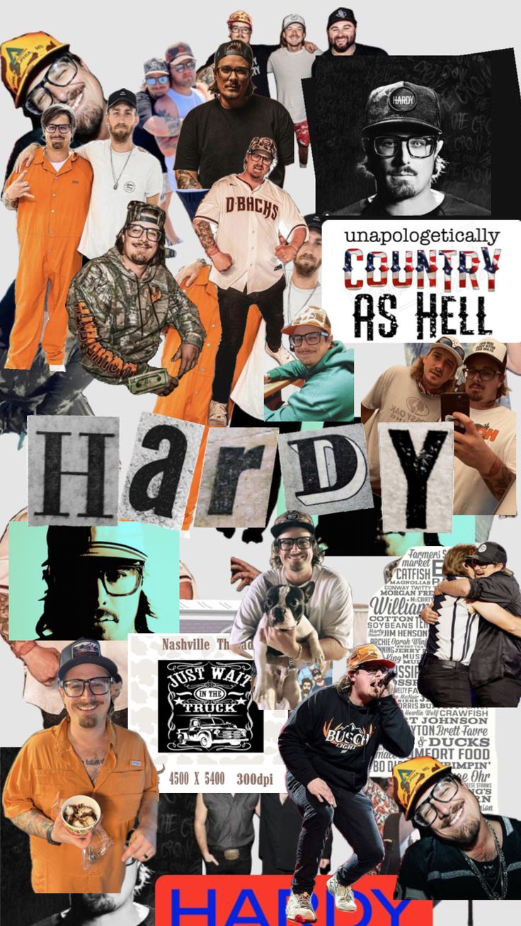 a collage of photos with the words hardy on them and images of people