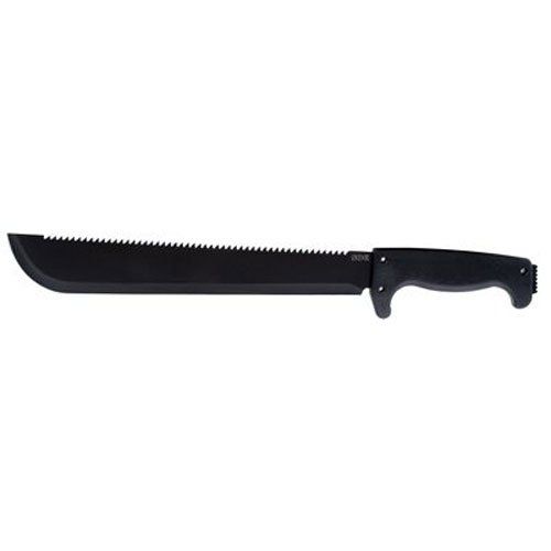 a knife with a black handle on a white background