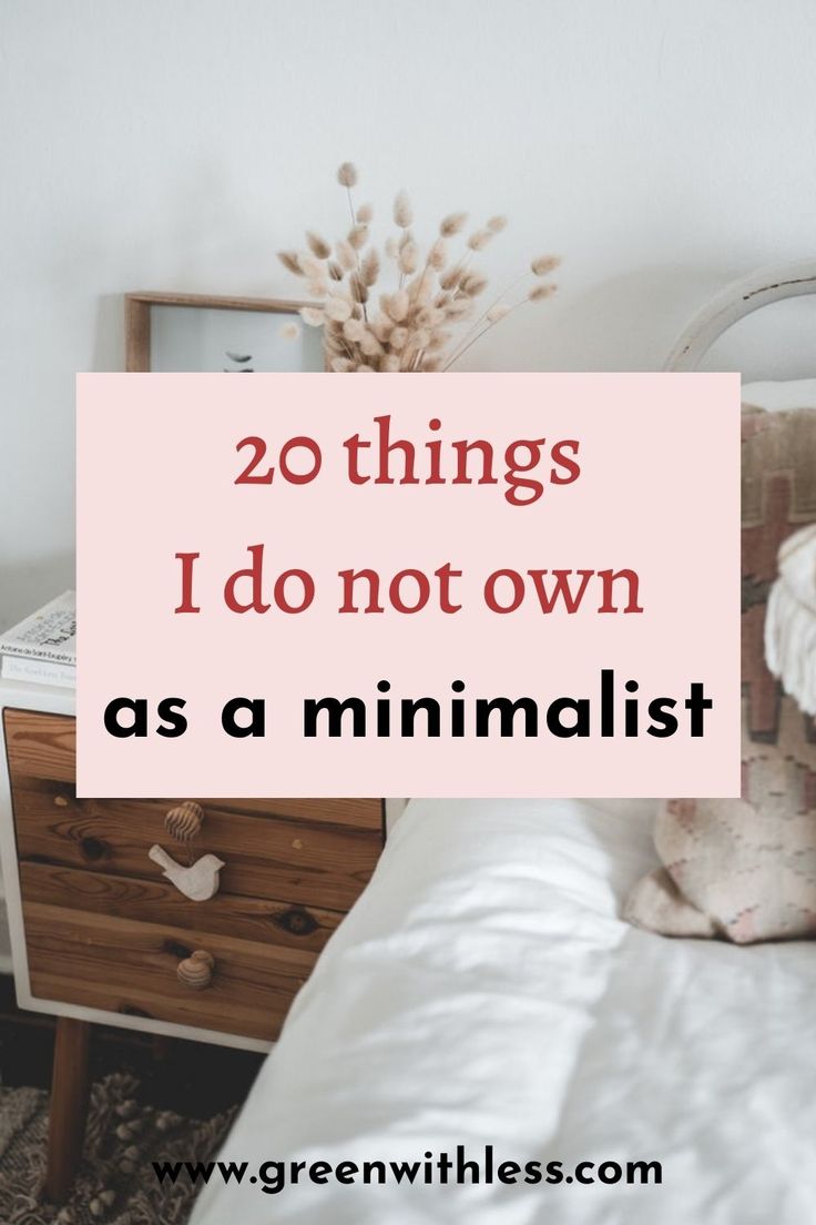 a bed with a pink sign that says 20 things i do not own as a minimalist