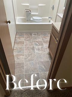 before and after pictures of a bathroom remodel with tile flooring, walls, and bathtub