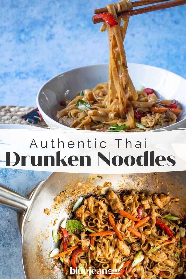 Thai Noodle Stir Fry Recipes, Drunken Ramen Noodles, Authentic Stir Fry Recipes, Easy Thai Recipes Chicken, Banh Pho Noodles Stir Fry, Pork Thai Noodles, White Rice Noodles Recipe, Thai Stir Fry Noodles Recipe, Authentic Noodle Recipes