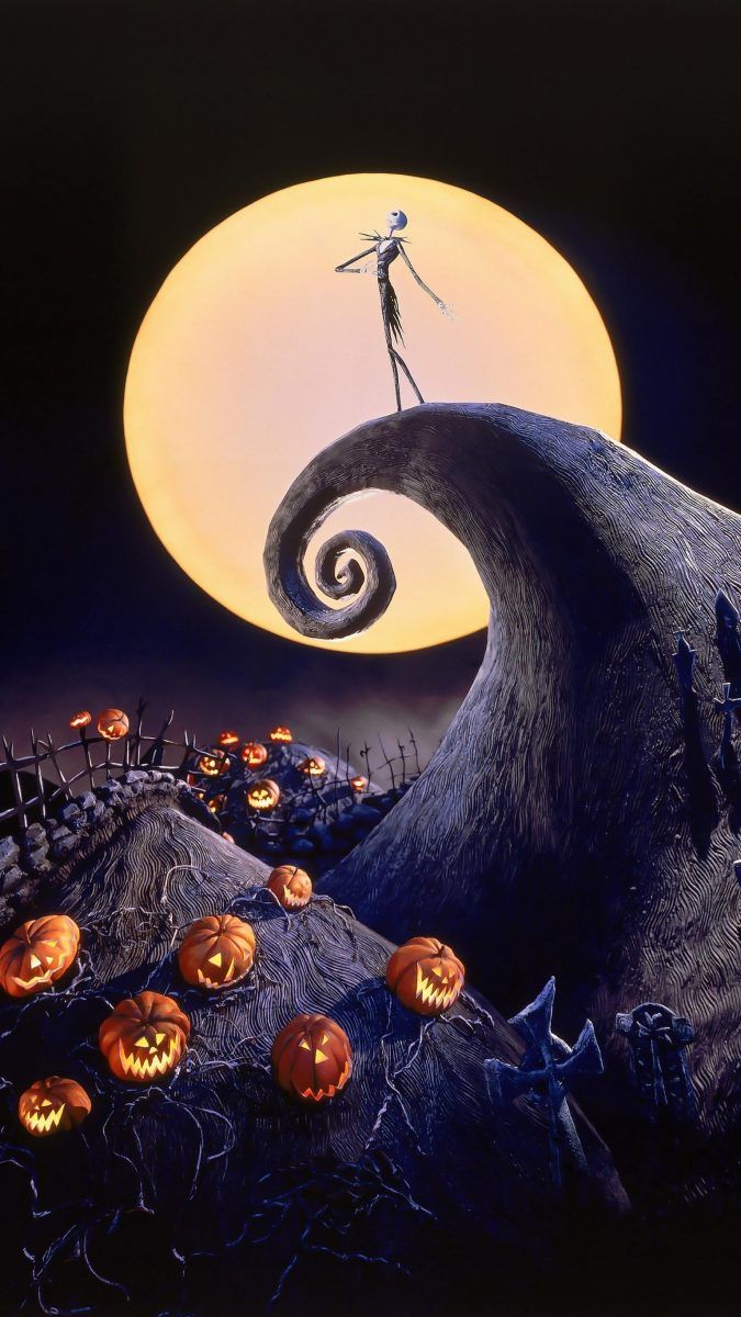 an animated character is standing on top of a hill in front of a full moon