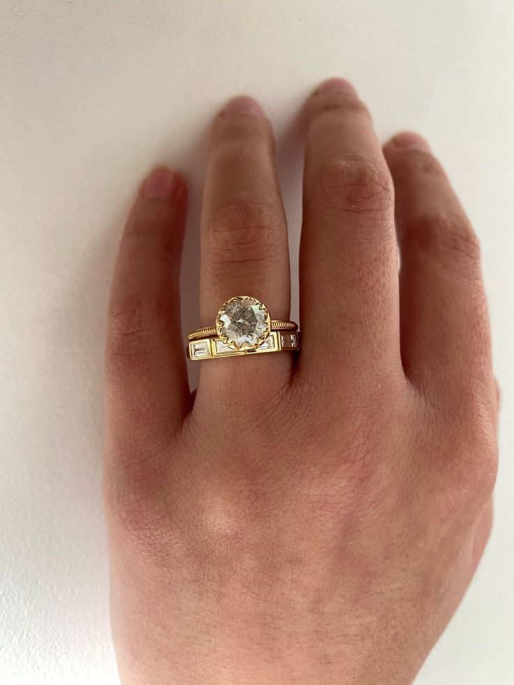 Aja Band – Kasia J. Vintage Simple Engagement Rings, Gold Wedding Stack, Unique Engagement Rings Gold, Chunky Wedding Band, Cute Engagement Rings, Future Engagement Rings, Baguette Diamonds, Dream Engagement, Dream Engagement Rings