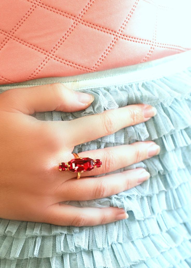 Red Ruby Cocktail Crystal Ring Statement Red Ruby Ring Red | Etsy Elegant Red Crystal Ring For Party, Red Gemstone Rings For Party, Elegant Red Ruby Ring For Gift, Red Garnet Rings For Valentine's Day, Red Crystal Ring For Valentine's Day Anniversary, Red Ruby Jewelry For Valentine's Day, Red Ring Jewelry For Valentine's Day, Red Open Ring For Valentine's Day, Red Jewelry For Christmas Gift