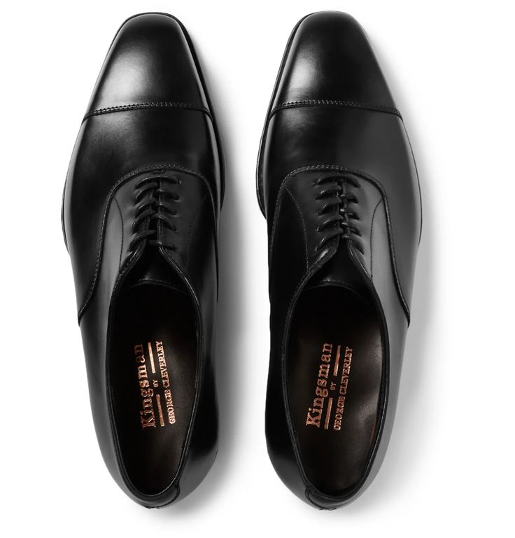 Black + George Cleverley Leather Oxford Shoes | Kingsman | MR PORTER Kingsman Wardrobe, Kingsman Style, Kingsman Suits, Film Kingsman, Harry Hart, Eggsy Unwin, Fashion Education, Oxford Shoes For Men, Black Oxford Shoes