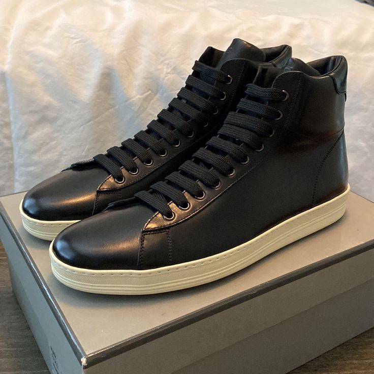 Brand New In Box! Limited First Edition Tom Ford Leather High Tops Us Size 13. True To Size. Only 18 Pairs Produced In Size 13. Tom Ford Leather, Tom Ford Shoes, Leather High Tops, Tom Ford, Size 13, High Top, Top Sneakers, High Tops, High Top Sneakers