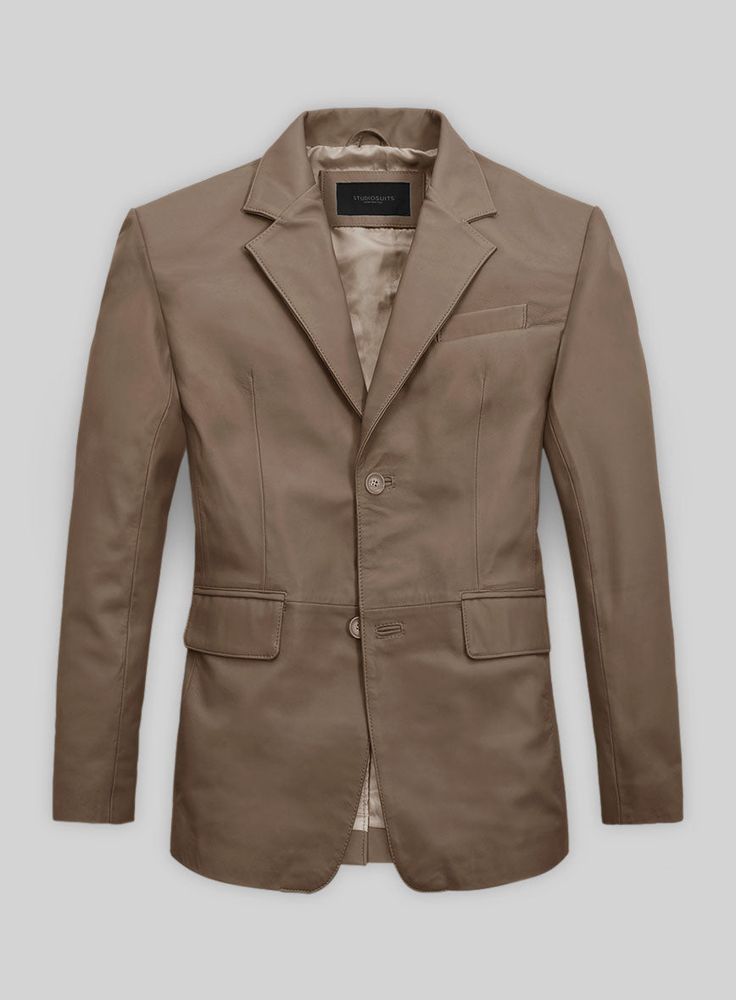 Be labeled as a trendsetter with our Soft King Brown Leather Blazer that has a touch of elegance and style, making you the most affable personality in the room. So create the most amazing attire with our leather blazer that will be strong couture in your closet.   Made Using Pure Napa Sheep Skin Soft Leather.  Look Includes    Soft King Brown  Leather Color  Two Button Jacket Style  Single Vent  Two Jacket Cuff Button    Click 'Customize Now' to modify the look if needed.   Made as per your mea Luxury Tailored Leather Jacket For Semi-formal Occasions, Elegant Single Button Brown Blazer, Luxury Leather Jacket With Welt Pockets, Luxury Leather Sport Coat For Work, Tailored Leather Semi-formal Outerwear, Luxury Brown Sport Coat For Formal Occasions, Tailored Leather Outerwear For Semi-formal Occasions, Classic Leather Blazer For Semi-formal Occasions, Luxury Single Breasted Leather Jacket For Semi-formal Occasions