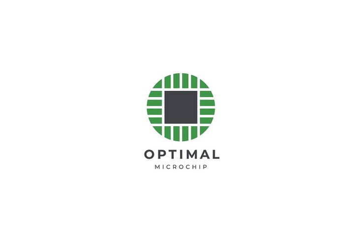 the logo for optimal microchip, which is designed to look like an image