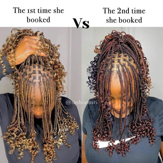 Short Curly Knotless Braids Hairstyles, Knotless Braids With Real Hair, New Knotless Braid Styles, Shirley Temple Knotless Braids, Mixed Knotless Braids, Small Short Knotless Braids, African Braids Hairstyles 2023, Short Curly Knotless Braids, Short Blonde Braids