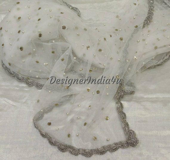 Check out this item in my Etsy shop https://www.etsy.com/uk/listing/660500723/indian-pakistani-designer-white-with White Dupatta Designs With Lace, Net Duppata Designs, Net Shawl Designs, White Dupatta Designs, Work Dupatta Designs, Dupata Laces, Net Dupatta Designs Ideas, Duppata Designer Lace, Net Dupatta Designs